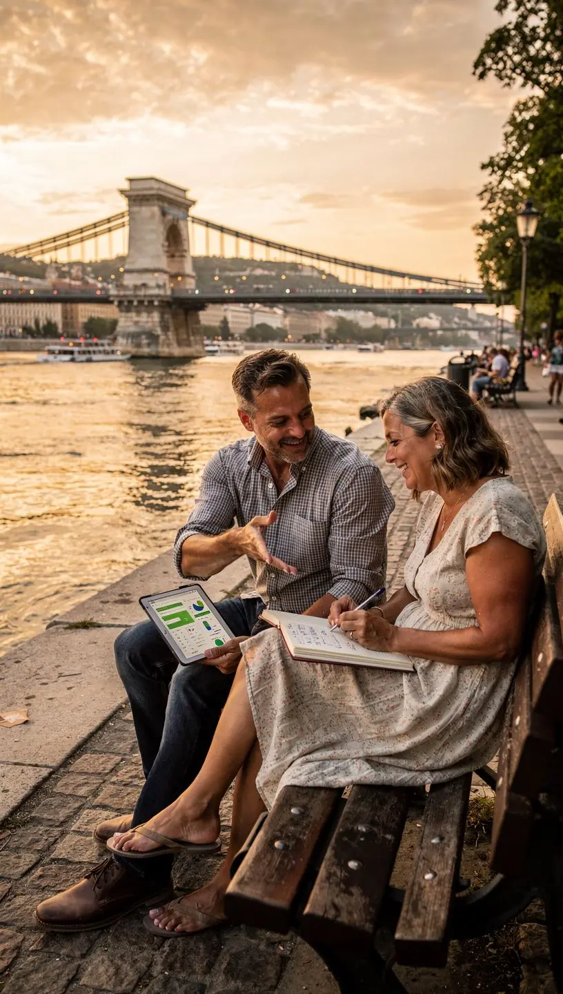 Egy csoport ember, akik közösen beszélgetnek a pénzügyi céljaikról.